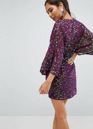 Платье расшитое паетками! кимоно asos,3 фото