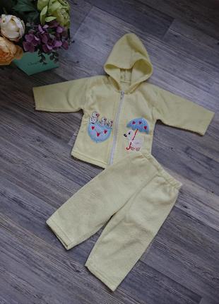 Теплый детский костюм кофта штаны брюки 6 - 12 мес комплект пижама4 фото