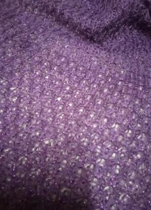 Ажурний фіолетовий шарф, 220х46см2 фото