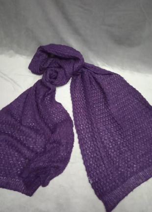 Ажурний фіолетовий шарф, 220х46см3 фото
