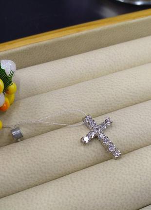 Серебряный маленький крестик с фианитами 925 в стиле tiffany & co2 фото