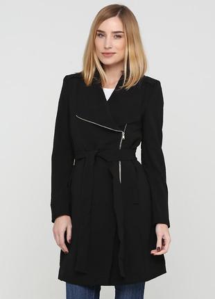 Пальто, полупальто, женское, черное, размер 42, eur 36,  h&m, 21200