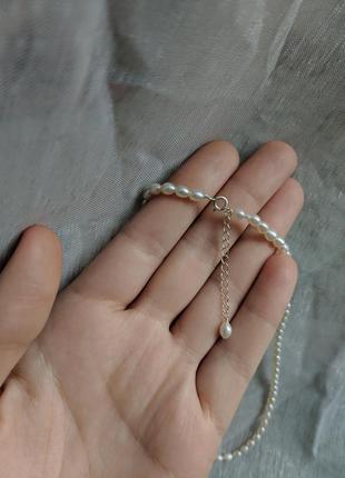 Ожерелье из натурального речного жемчуга, колье из жемчуга, жемчужный чокер9 фото