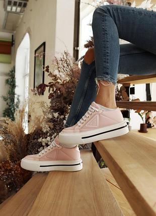 Кросівки кросівки macro re-nylon brushed leather sneakers pink