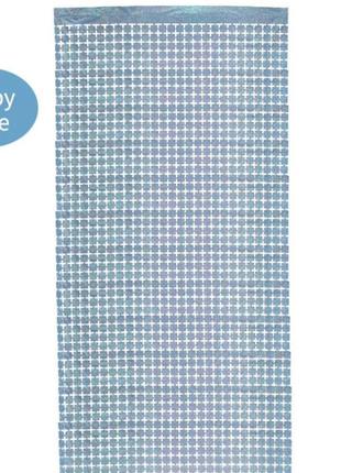 Блакитний дощик для фотозоны кубиками з голограмою - висота 2 метри, ширина 1 метр