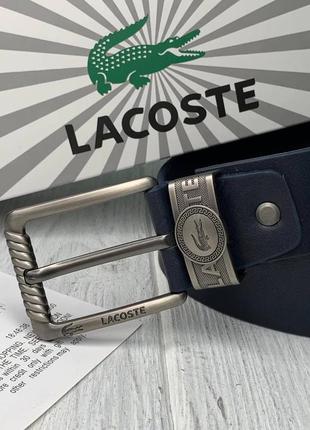 Ремень lacoste синий мужской на подарок в подарочной коробке и пакете2 фото