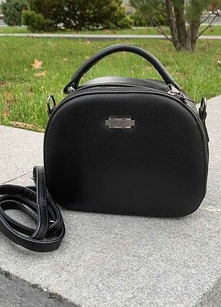 Качественная женская сумочка через плечо чёрная эко кожа