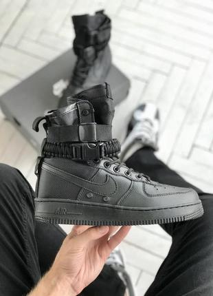 Мужские высокие демисезонные черные кроссовки nike special field air force 1🆕найк