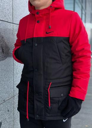 Парка куртка зима  мужская красно-черная5 фото
