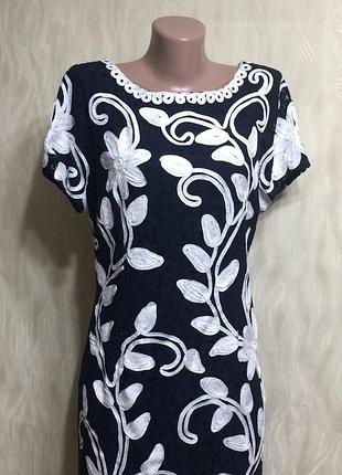 Женское кружевное платье с контрастной лентой roman originals", р.16