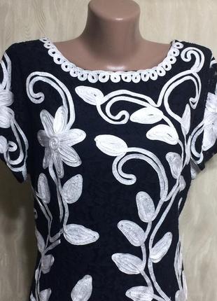 Женское кружевное платье с контрастной лентой roman originals", р.16