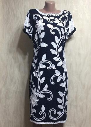 Женское кружевное платье с контрастной лентой roman originals", р.16