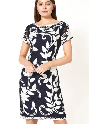 Женское кружевное платье с контрастной лентой roman originals", р.16