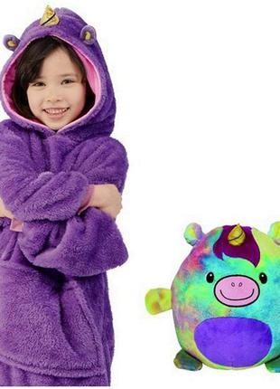 Детская толстовка-игрушка худи фиолетовый (трансформер 3в1) huggle pets hoodie