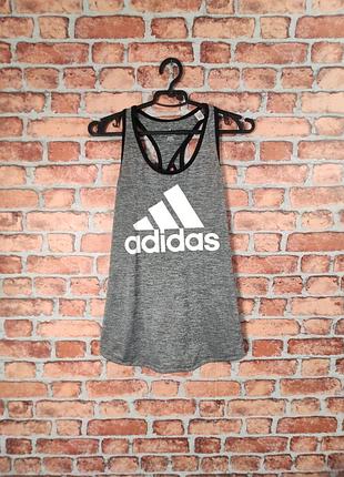 Спортивная майка adidas climalite с большим лого для фитнеса и занятий спортом для спортзала и бега