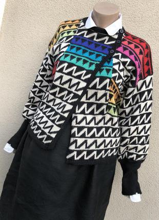 Винтаж,альпака 100%,кардиган,кофта в принт,премиум 7