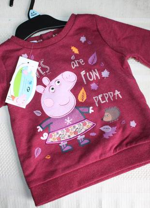 Забавний і тепленький світшот з свинкою peppa f&f kids 80см і 74см.