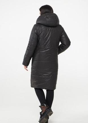 Двухсторонняя куртка пуховик женская теплая длинная зимняя на синтепухе зима5 фото