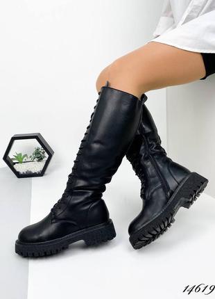 Чоботи на шнурівці натуральна шкіра