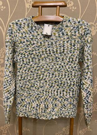 Дуже красивий і стильний брендовий різнобарвний в'язаний светр.6 фото