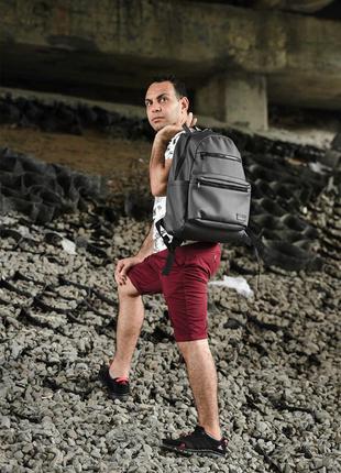 Мужской большой и стильный серый рюкзак для активного образа жизни/спортзала7 фото