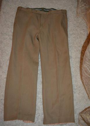 Теплые брюки, елочка, классика, прямые, кэмел, 100% шерсть1 фото