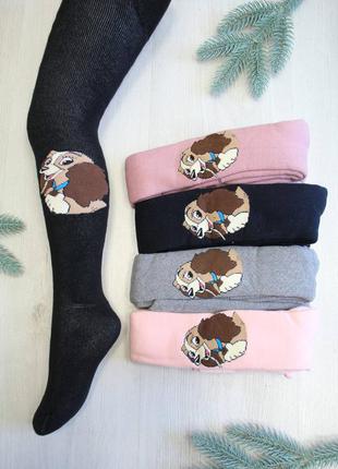 Колготки махрові з мультяшними песиками для дівчинки pier lone
