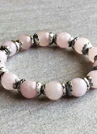 Браслет з рожевого кварцу,ручна робота