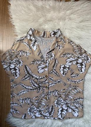 Укороченая блуза в принт горошок і гілочки6 фото