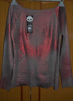 Новий ультрамодний вовняний светр panda tekstil (туреччина)з червоним напиленням металік