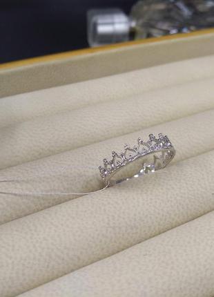 Срібна ніжна каблучка корона діадема тіара 9254 фото