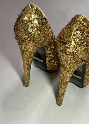 Туфлі золоті, з блискітками, nly trend, 36р. 23,5 див. в хорошому сост.4 фото