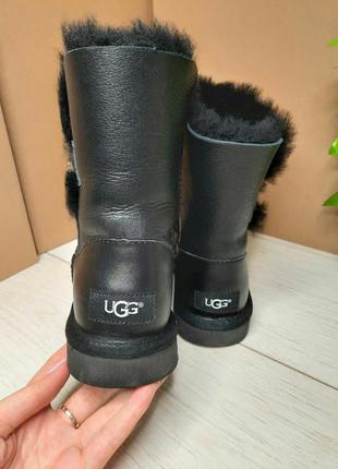 Угги кожаные ugg bailey button black leather6 фото