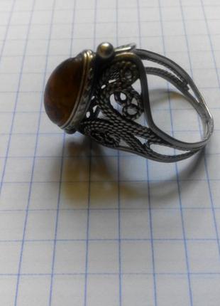 Янтарь мельхиоровое кольцо с янтарем винтаж 60гг ссср3 фото