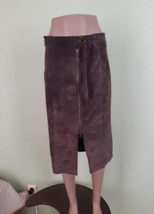 Замшевая юбка натуральная замша юбка миди интересного кроя2 фото