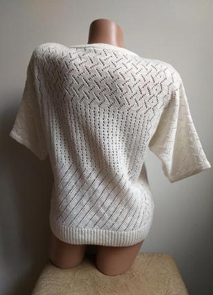 Jagro. вязаная футболка. свитер. пуловер. белый, молочный.6 фото