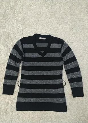 Туніка светр, пуловер в смужку з люрексом2 фото