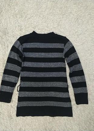 Туніка светр, пуловер в смужку з люрексом6 фото