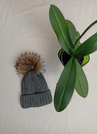 Шапка шапочка зимняя зима теплая с мехом