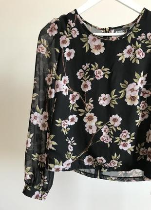 Цветочная шифоновая блуза с рукавами и молнией сзади2 фото