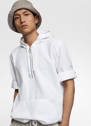 Zara linen hoodie  сорочка -худи  з натурального льону