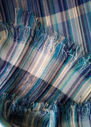 Шарф платок шаль палантин в синюю и голубую полоску с принтом вискозный 188х70 см6 фото