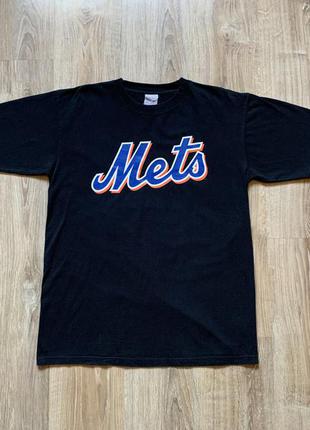 Чоловіча бавовняна футболка з принтом majestic new york mets