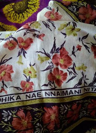 140х106 см легкий натуральный хлопковый платок шаль палантин в цветочный принт 100% хлопок4 фото