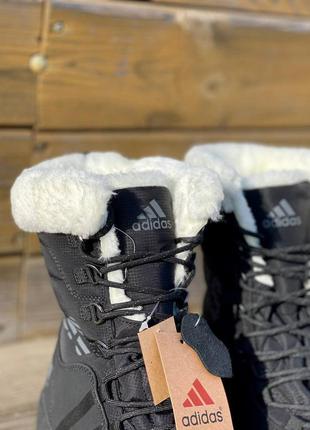 Женские зимние высокие нубуковые ботинки на меху  черные adidas winter🆕 адидас2 фото