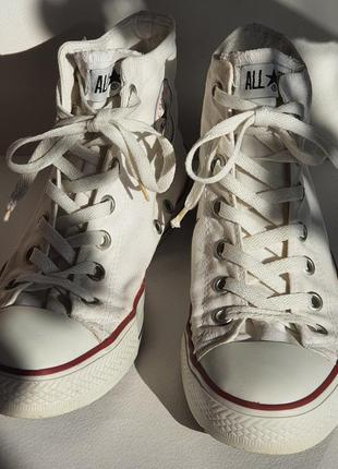 Білі високі текстильні кеди унісекс converse chuck taylor all star 7,5 6,5 us uk 39 eu 25,5 jpn5 фото