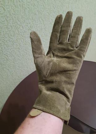 Замшеві рукавички кольору хакі6 фото