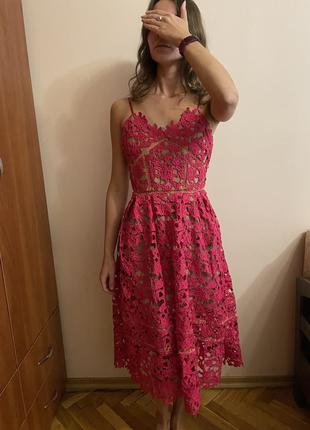 Женское элегантное вечернее платье миди красное идеальное новое s коктейльное стильное праздничное выпускной сукня жіноча zara5 фото