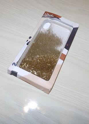 Дизайнерский чехол iphone x/xs gisolo gold с блёстками