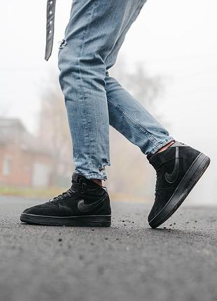 Кроссовки на меху, кросівки nike air force high black, хайтопы